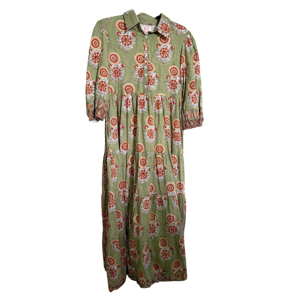Victoria Dunn 100% Cotton Button Up Bust Maxi Dress Size M